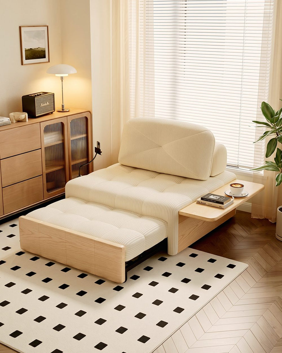 Makhmud Single Seater Sofa Bed With Foldable Side Table & Phone Holder, Corduroy 产品图 18