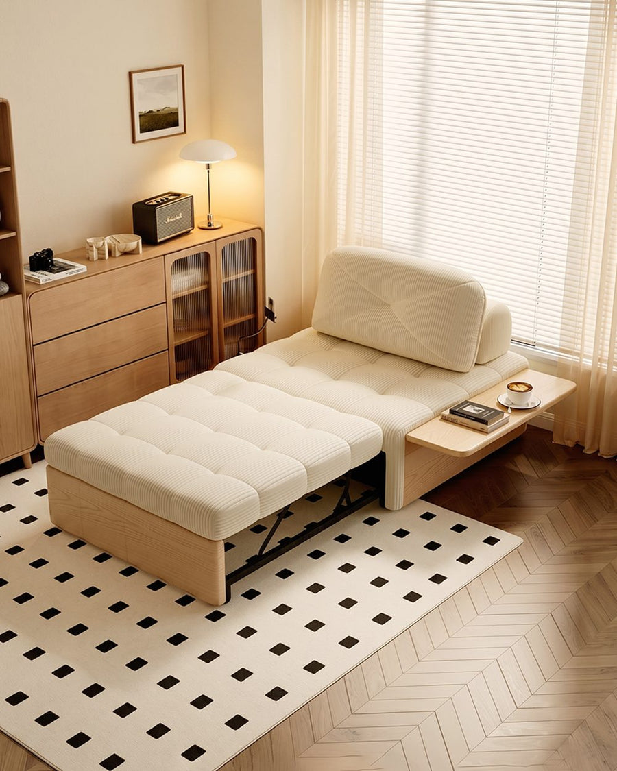 Makhmud Single Seater Sofa Bed With Foldable Side Table & Phone Holder, Corduroy 产品图 19