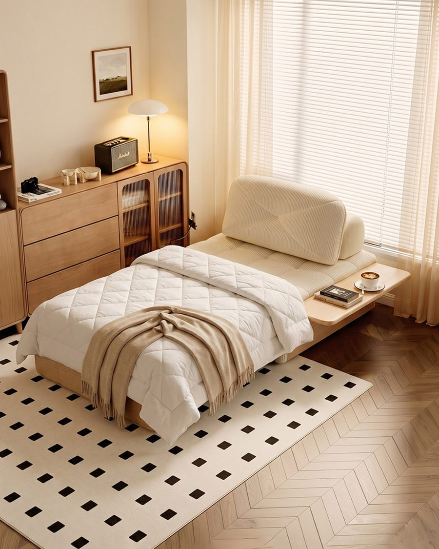 Makhmud Single Seater Sofa Bed With Foldable Side Table & Phone Holder, Corduroy 产品图 14