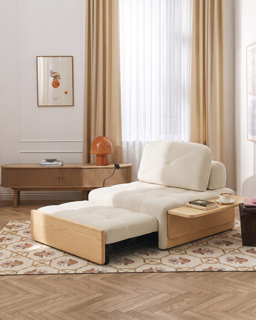 Makhmud Single Seater Sofa Bed With Foldable Side Table & Phone Holder, Corduroy 产品图 17
