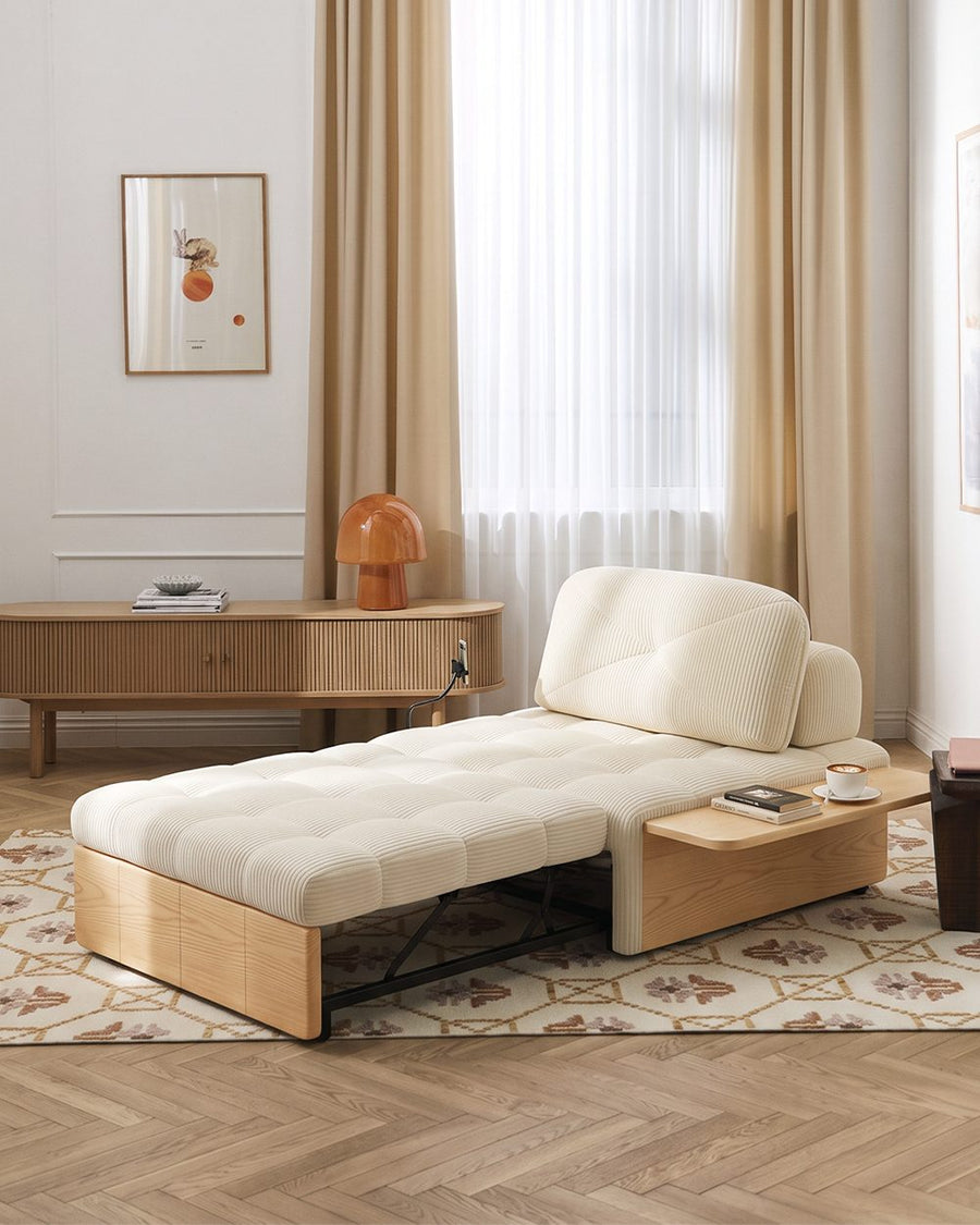 Makhmud Single Seater Sofa Bed With Foldable Side Table & Phone Holder, Corduroy 产品图 18