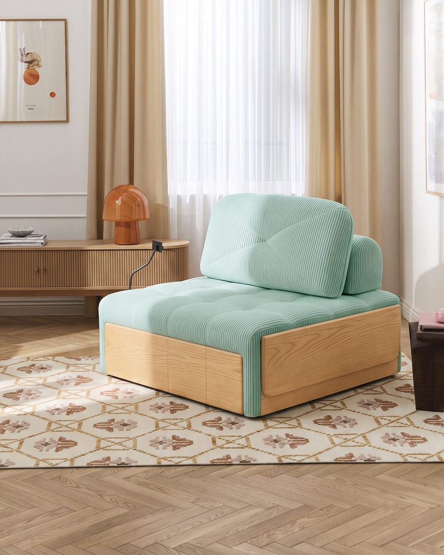 Makhmud Single Seater Sofa Bed With Foldable Side Table & Phone Holder, Corduroy 产品图 22