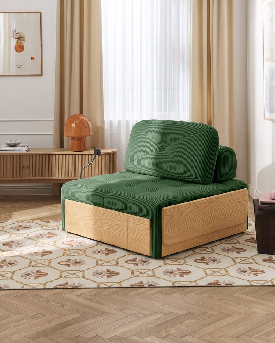 Makhmud Single Seater Sofa Bed With Foldable Side Table & Phone Holder, Corduroy 产品图 24