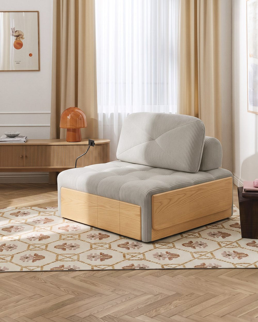 Makhmud Single Seater Sofa Bed With Foldable Side Table & Phone Holder, Corduroy 产品图 25