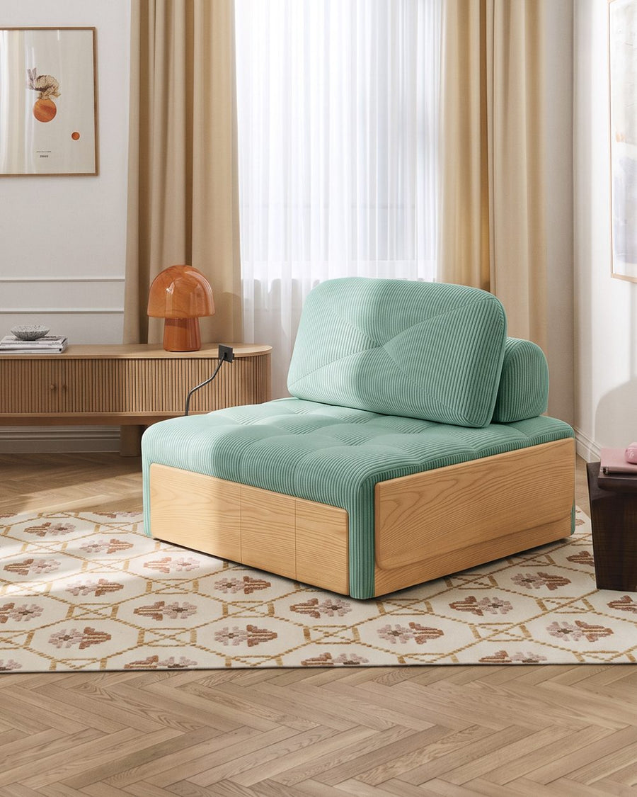 Makhmud Single Seater Sofa Bed With Foldable Side Table & Phone Holder, Corduroy 产品图 23