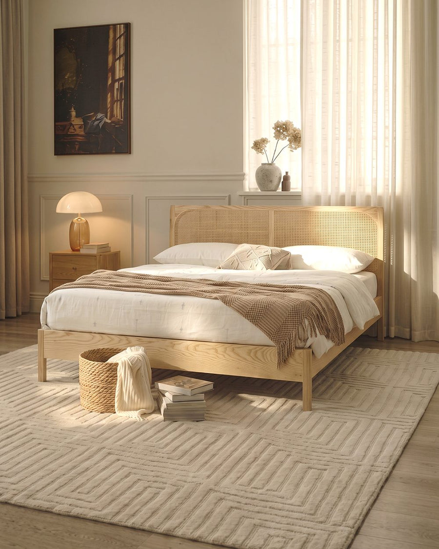 Mason King Size Bed, Superking Size Bed, Rattan & Solid Wood, Oak 产品图 10