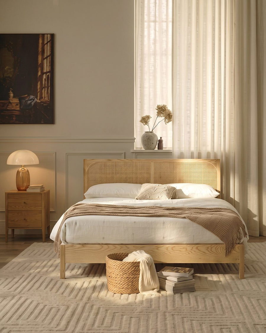 Mason King Size Bed, Superking Size Bed, Rattan & Solid Wood, Oak 产品图 11