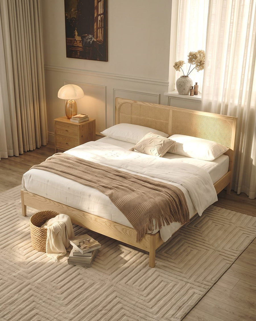 Mason King Size Bed, Superking Size Bed, Rattan & Solid Wood, Oak 产品图 12