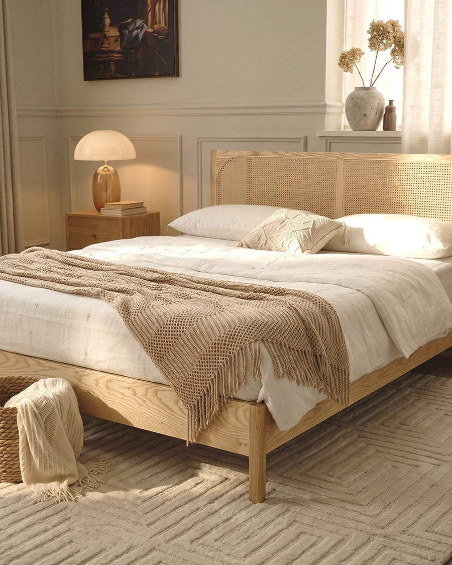 Mason King Size Bed, Superking Size Bed, Rattan & Solid Wood, Oak 产品图 13