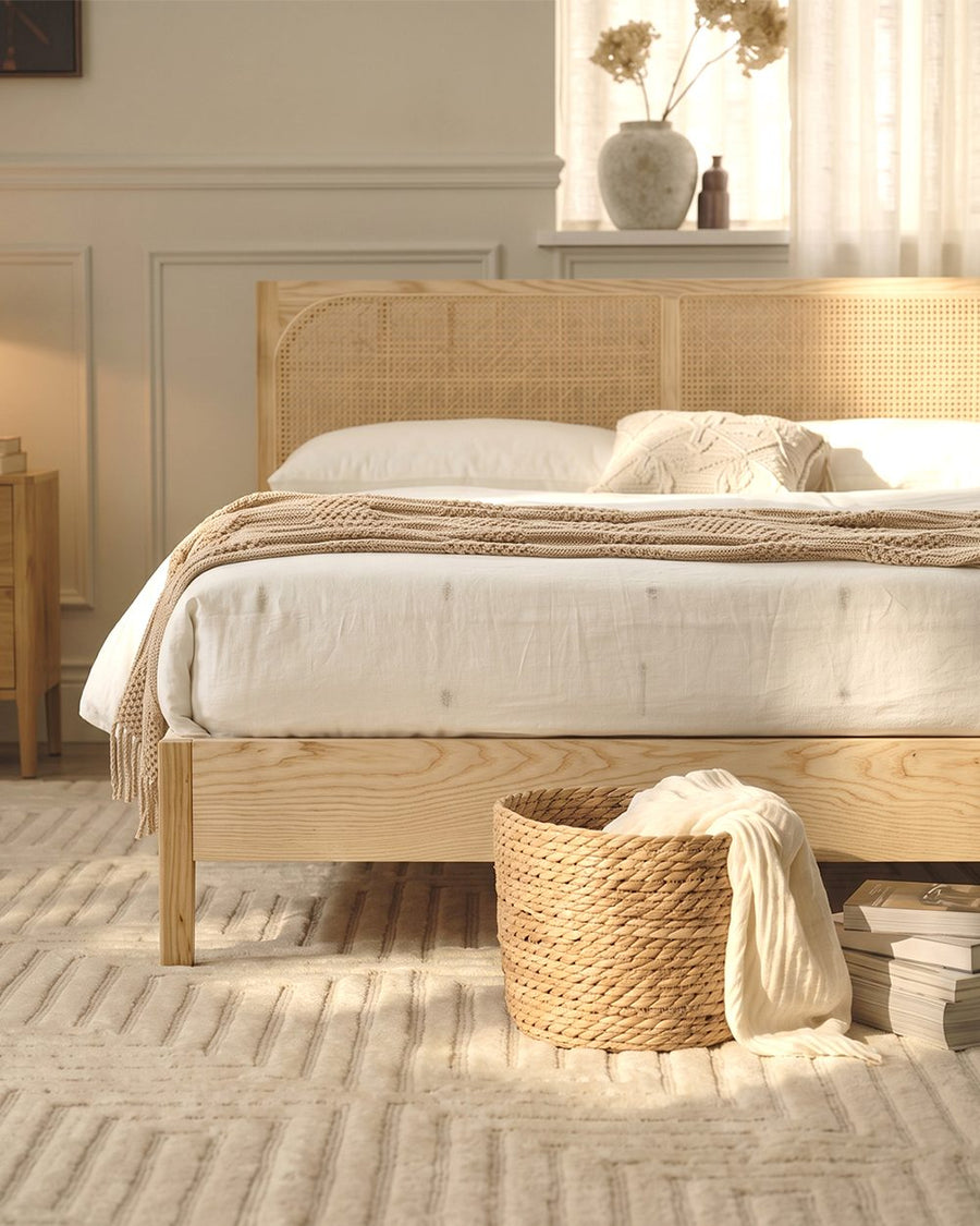 Mason King Size Bed, Superking Size Bed, Rattan & Solid Wood, Oak 产品图 15