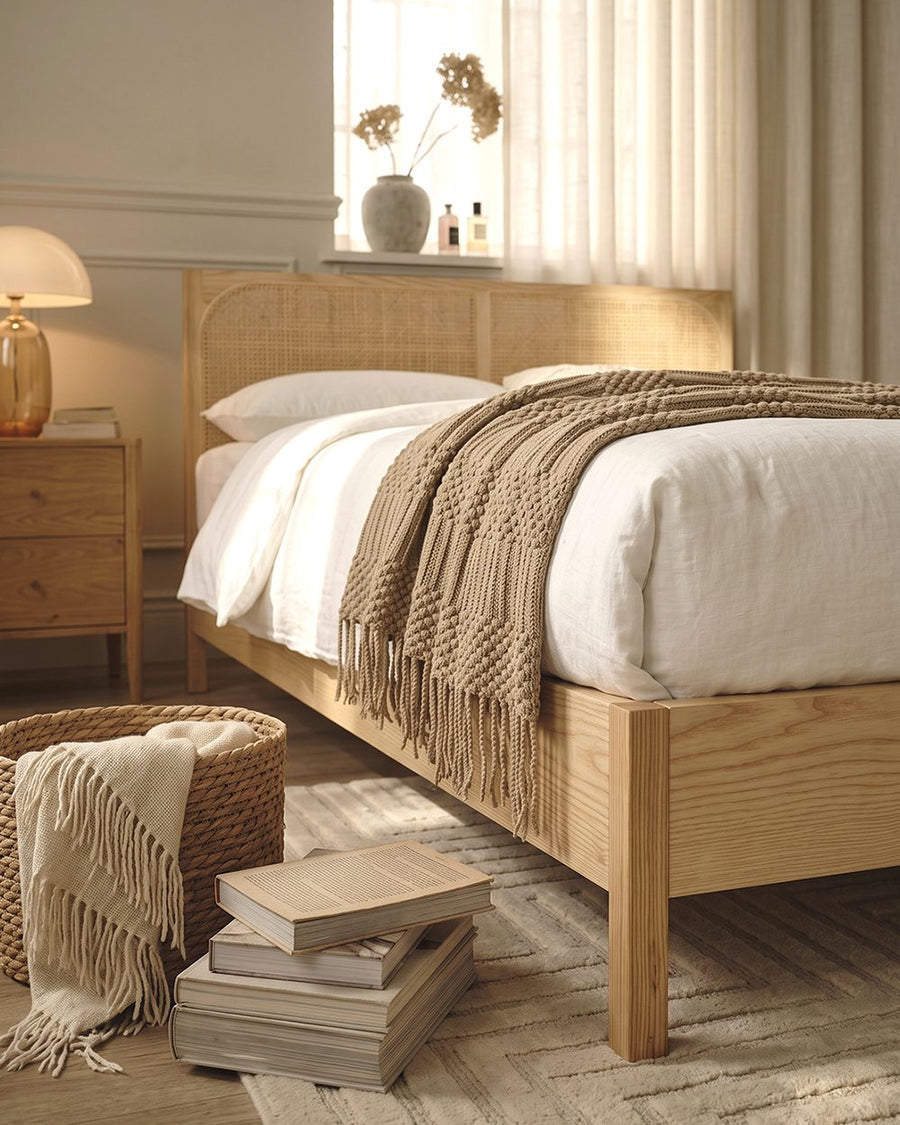 Mason King Size Bed, Superking Size Bed, Rattan & Solid Wood, Oak 产品图 16