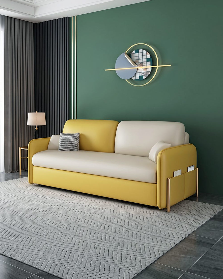 Burke Two Seater Sofa Bed, Yellow and White 产品图 10
