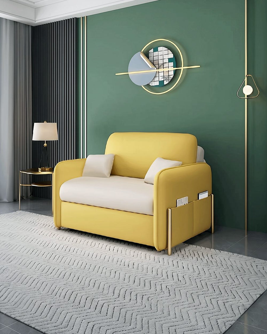 Burke Two Seater Sofa Bed, Yellow and White 产品图 11