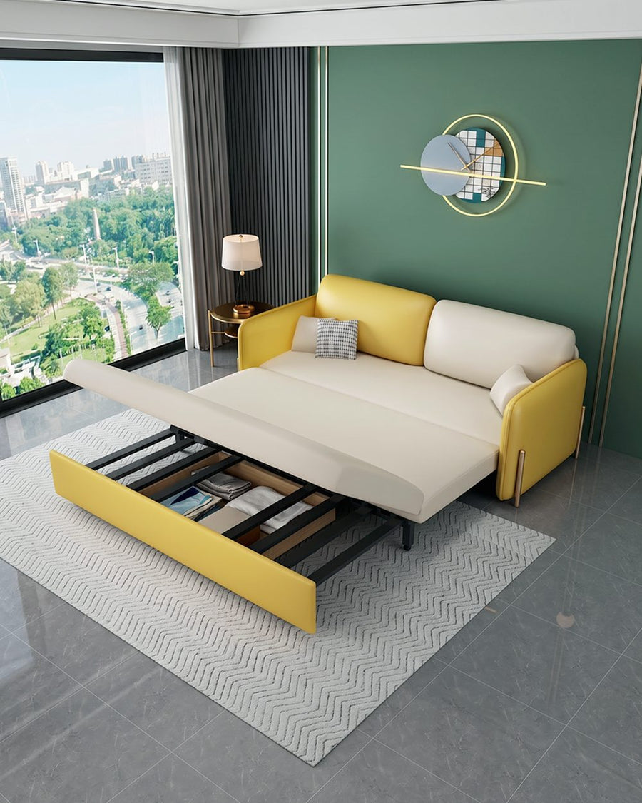 Burke Two Seater Sofa Bed, Yellow and White 产品图 13