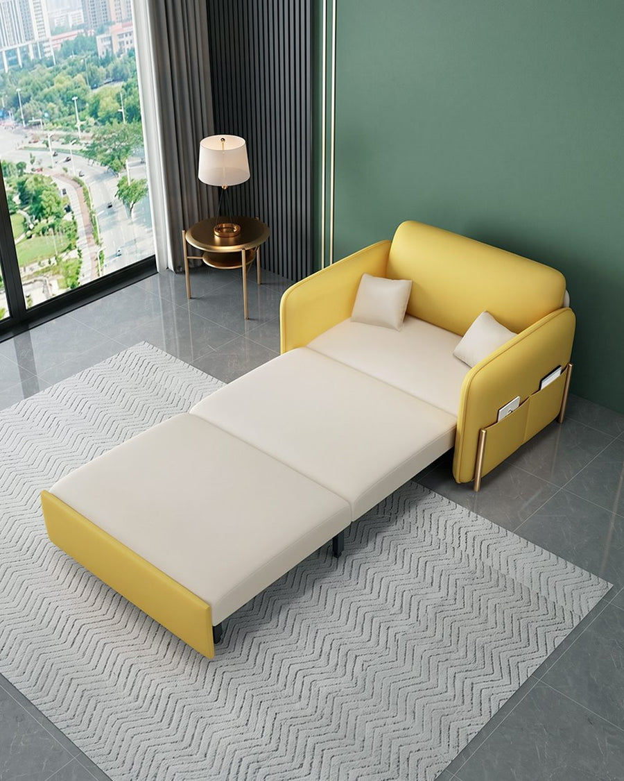 Burke Two Seater Sofa Bed, Yellow and White 产品图 14
