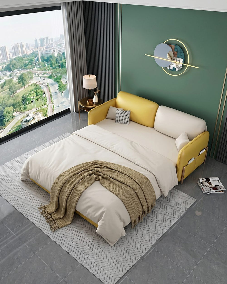Burke Two Seater Sofa Bed, Yellow and White 产品图 12