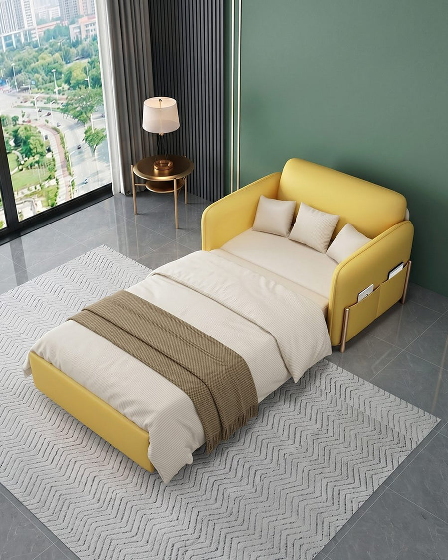 Burke Two Seater Sofa Bed, Yellow and White 产品图 13