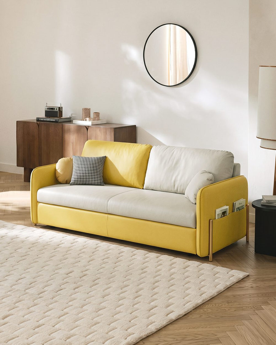 Burke Two Seater Sofa Bed, Yellow and White 产品图 14