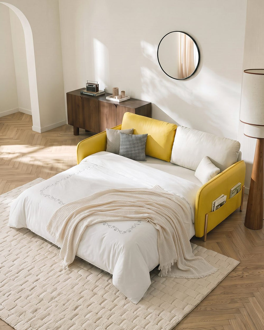 Burke Two Seater Sofa Bed, Yellow and White 产品图 15