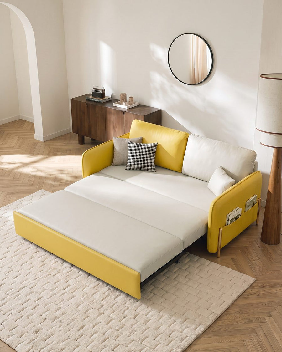 Burke Two Seater Sofa Bed, Yellow and White 产品图 17