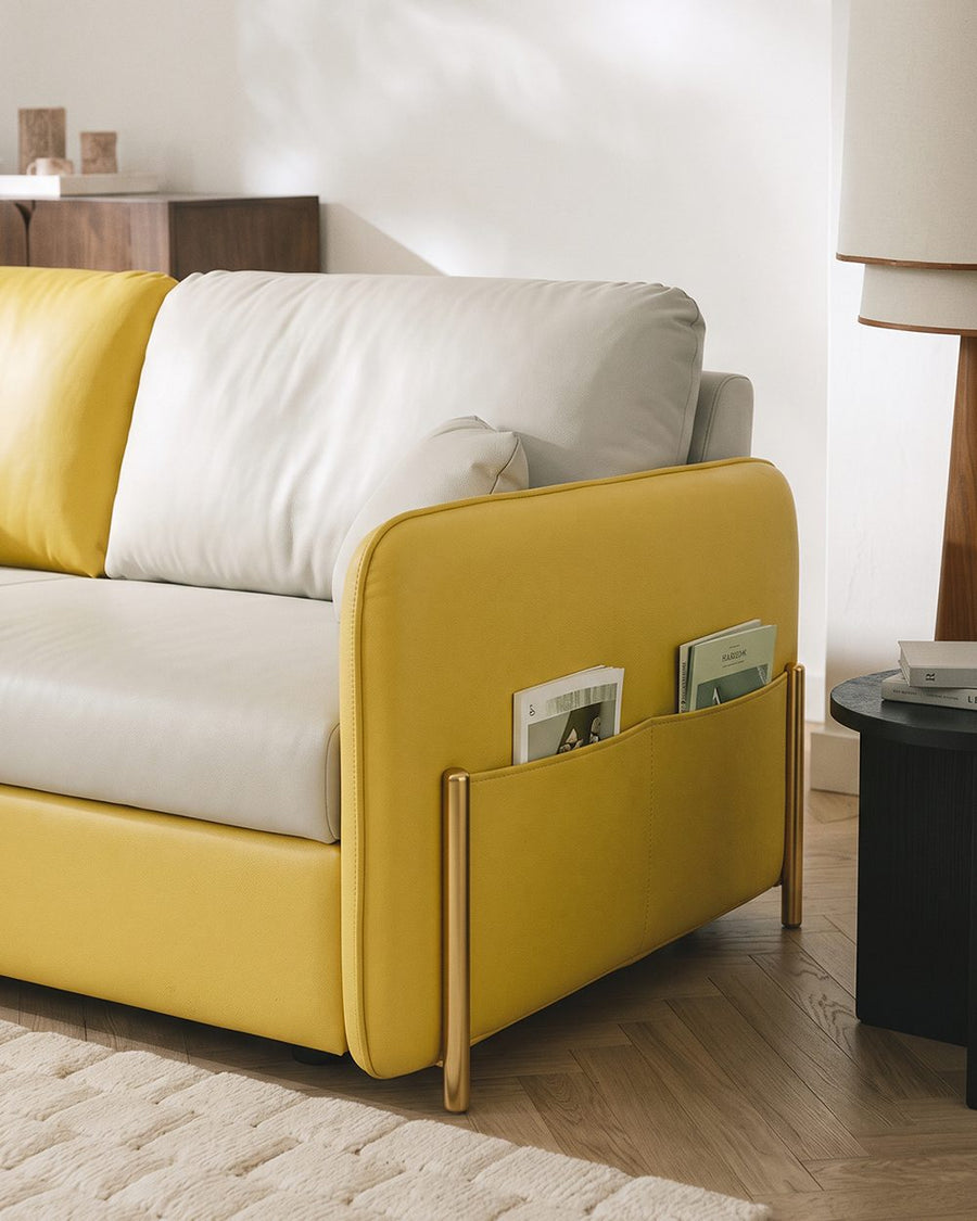 Burke Two Seater Sofa Bed, Yellow and White 产品图 18
