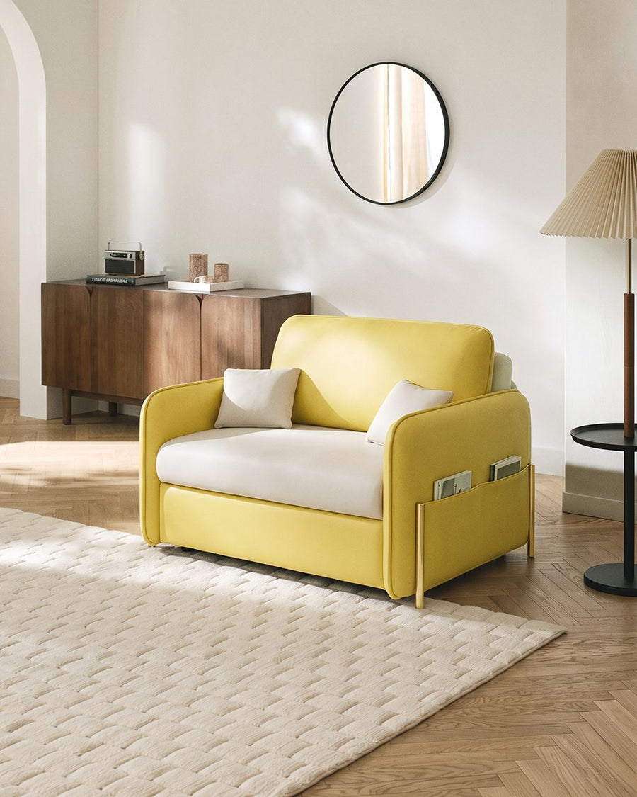 Burke Two Seater Sofa Bed, Yellow and White 产品图 19