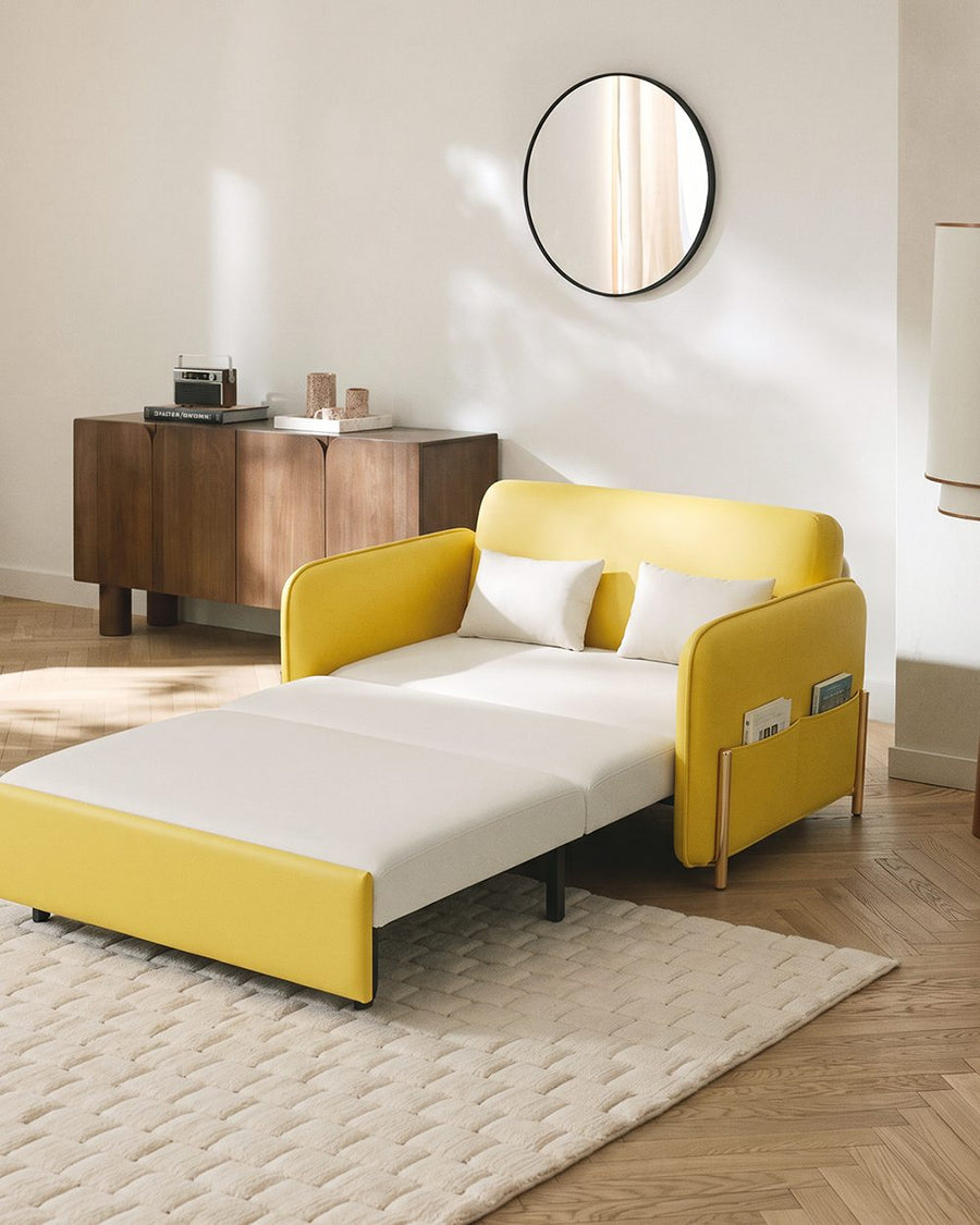 Burke Two Seater Sofa Bed, Yellow and White 产品图 20