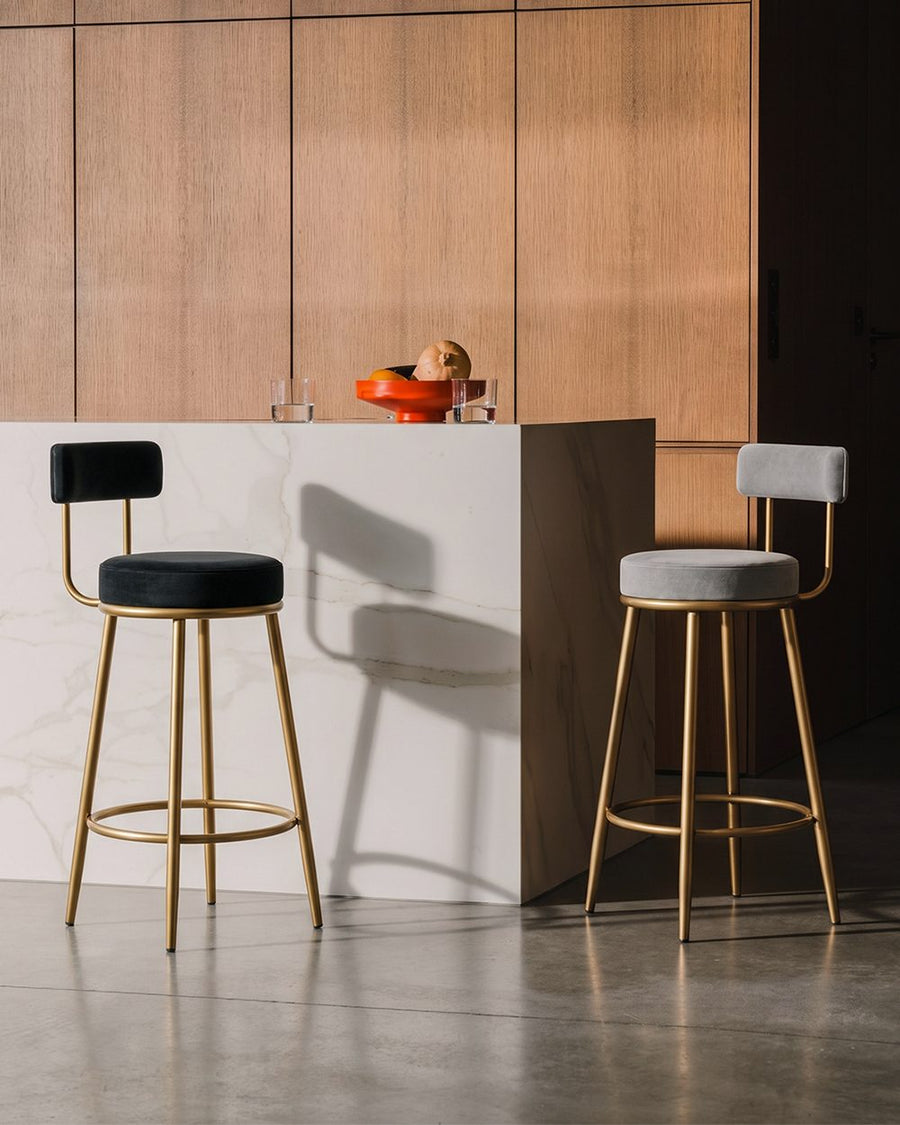 Gregary Bar Stool, Velvet, Gold Leg 产品图 9