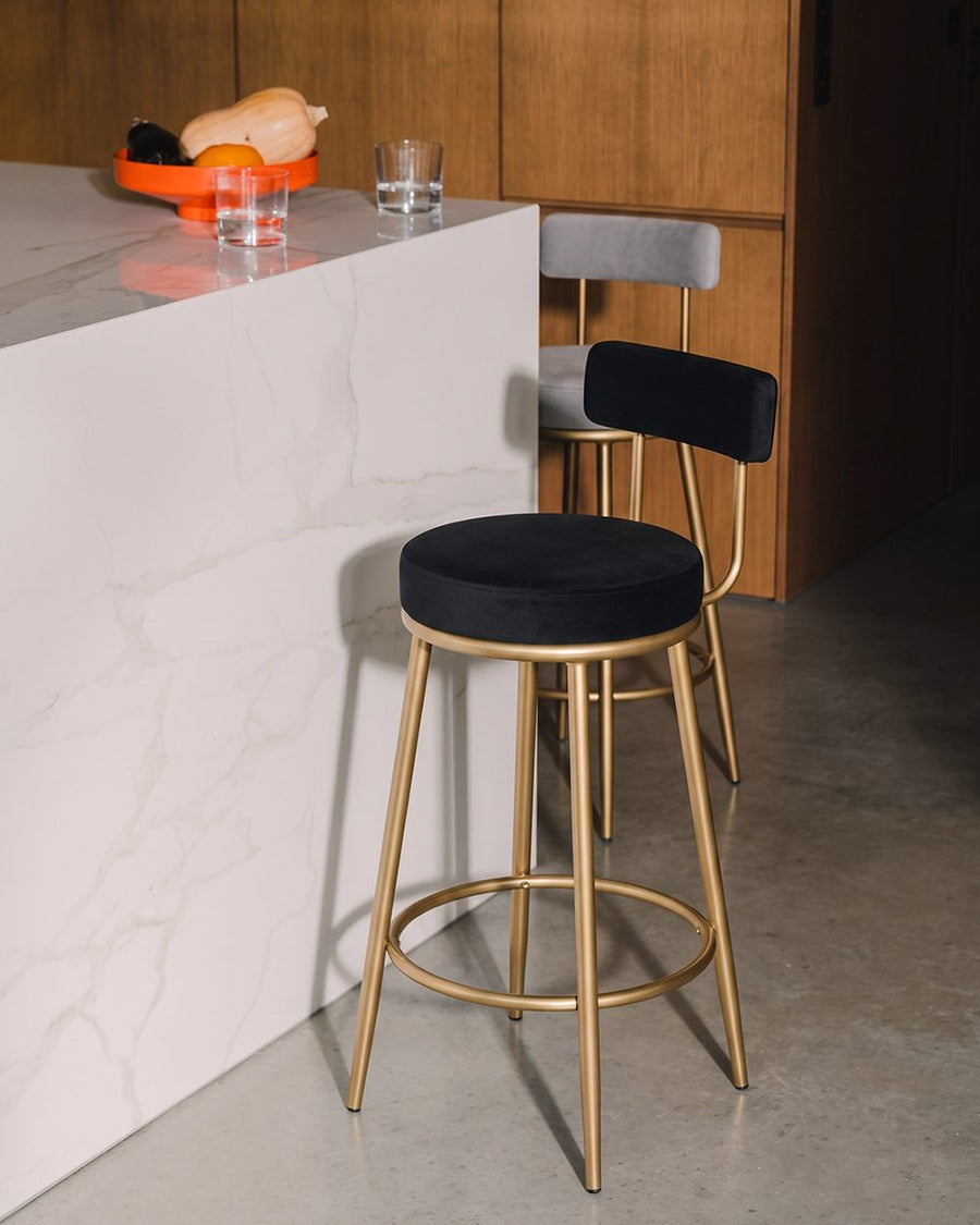 Gregary Bar Stool, Velvet, Gold Leg 产品图 10