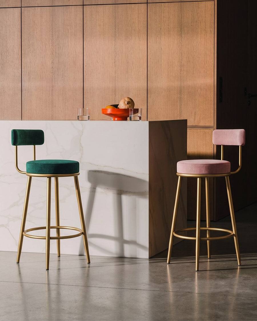 Gregary Bar Stool, Velvet, Gold Leg 产品图 11