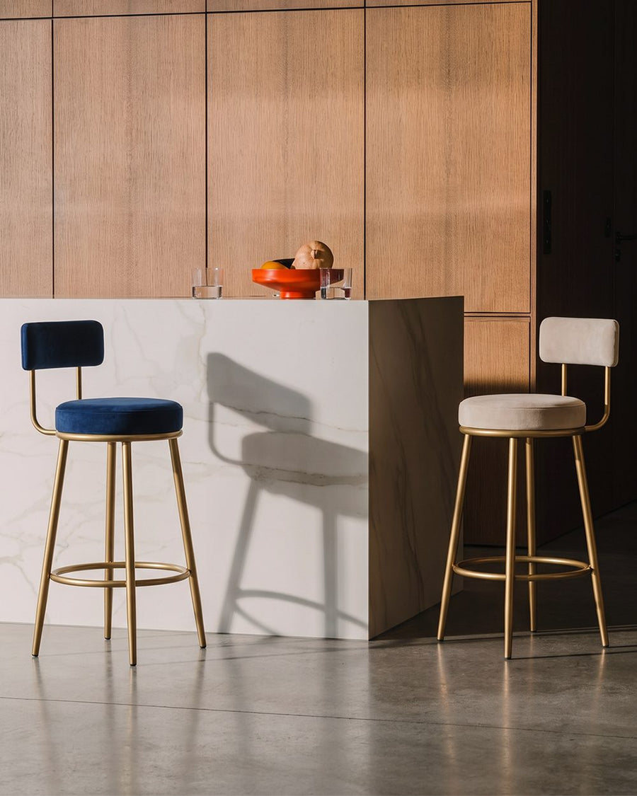 Gregary Bar Stool, Velvet, Gold Leg 产品图 12