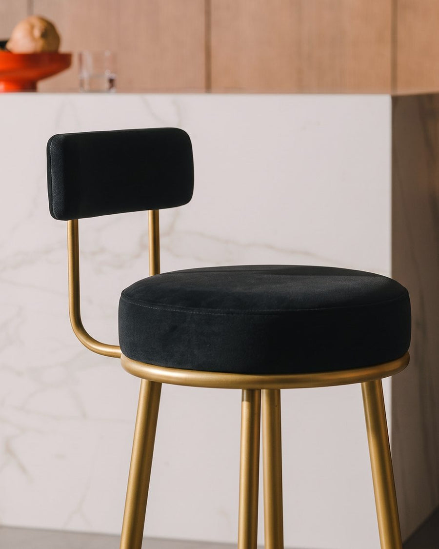 Gregary Bar Stool, Velvet, Gold Leg 产品图 14
