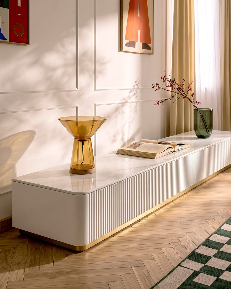Abigail Stylish TV Stand, Sintered Stone, Cream 产品图 17