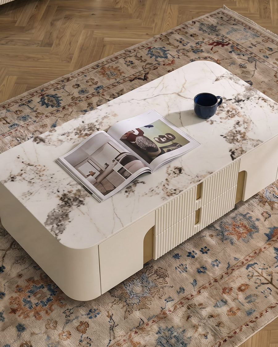 Carl Living Room Set, Carl Rectangle Coffee Table, Gold Legs 产品图 18