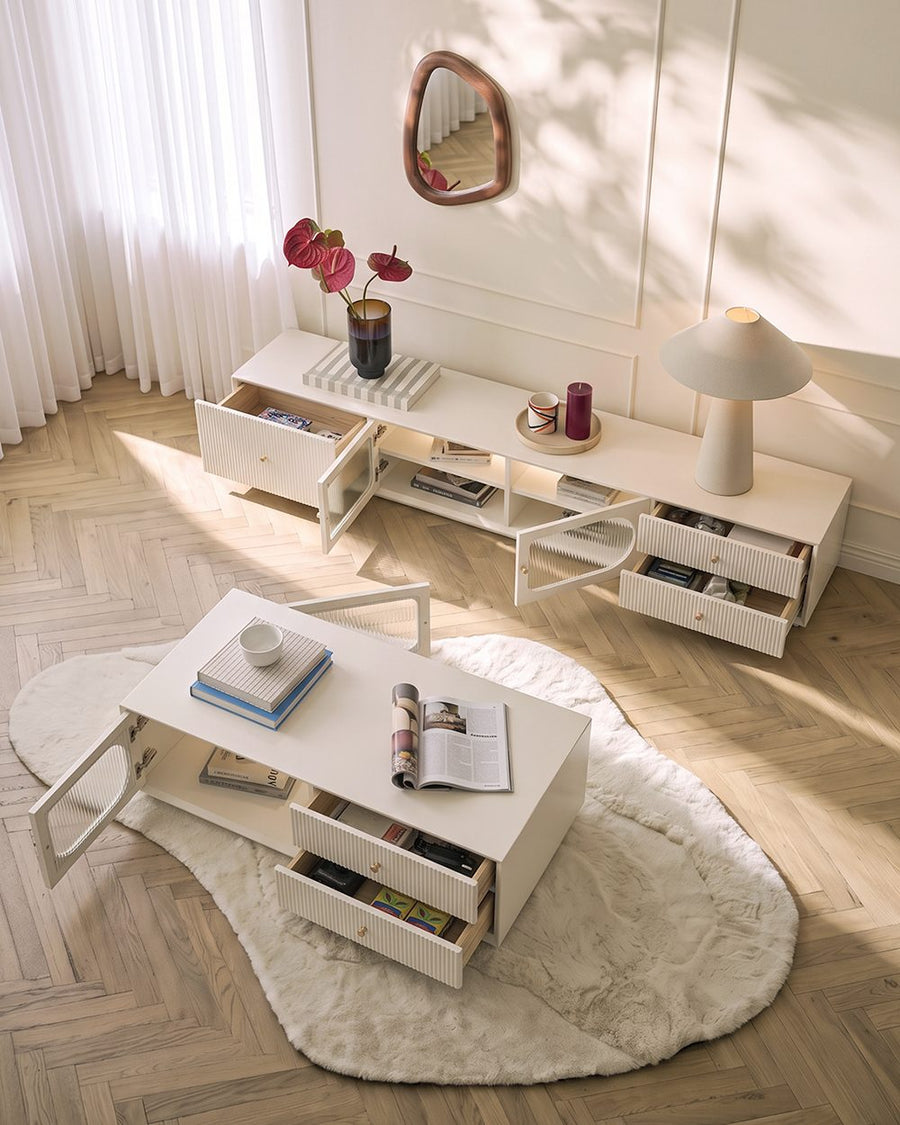 Davinia TV Stand, Davinia Living Room Set, White 产品图 12