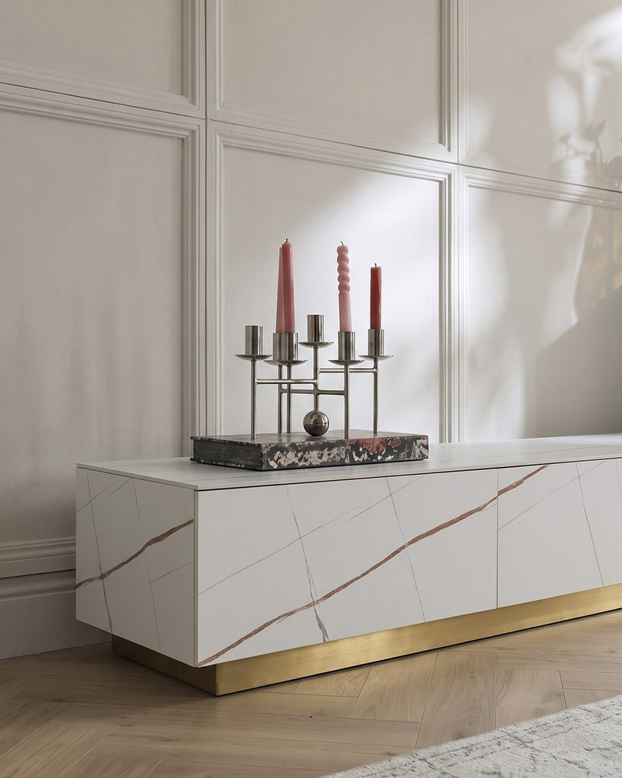 Demelza TV Stand Set With Coffee Table, Gold Base, Sintered Stone 产品图 21