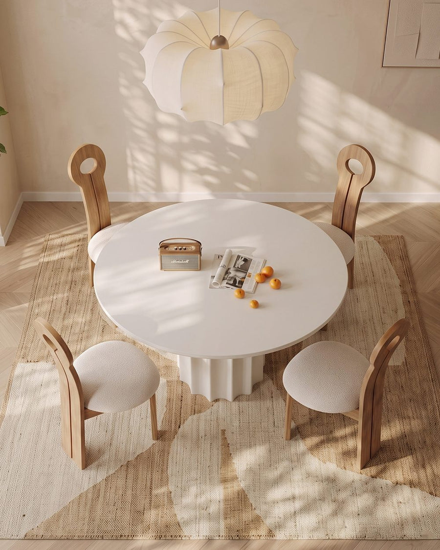 Heman Round Dining Table, White & Cream 产品图 14