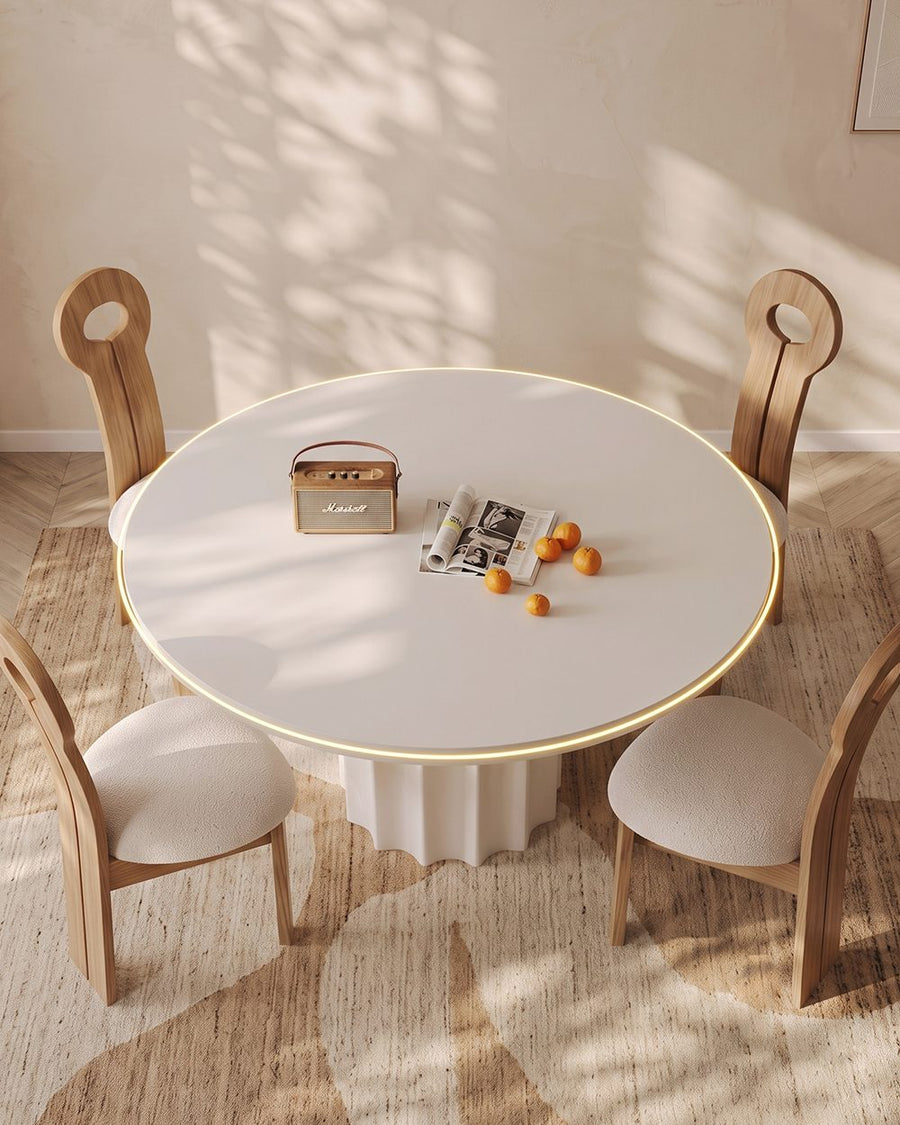 Heman Round Dining Table, White & Cream 产品图 17