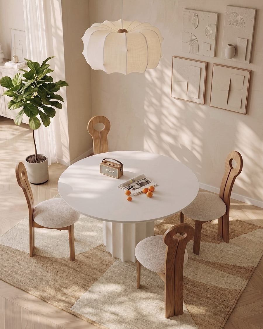 Heman Round Dining Table, White & Cream 产品图 7