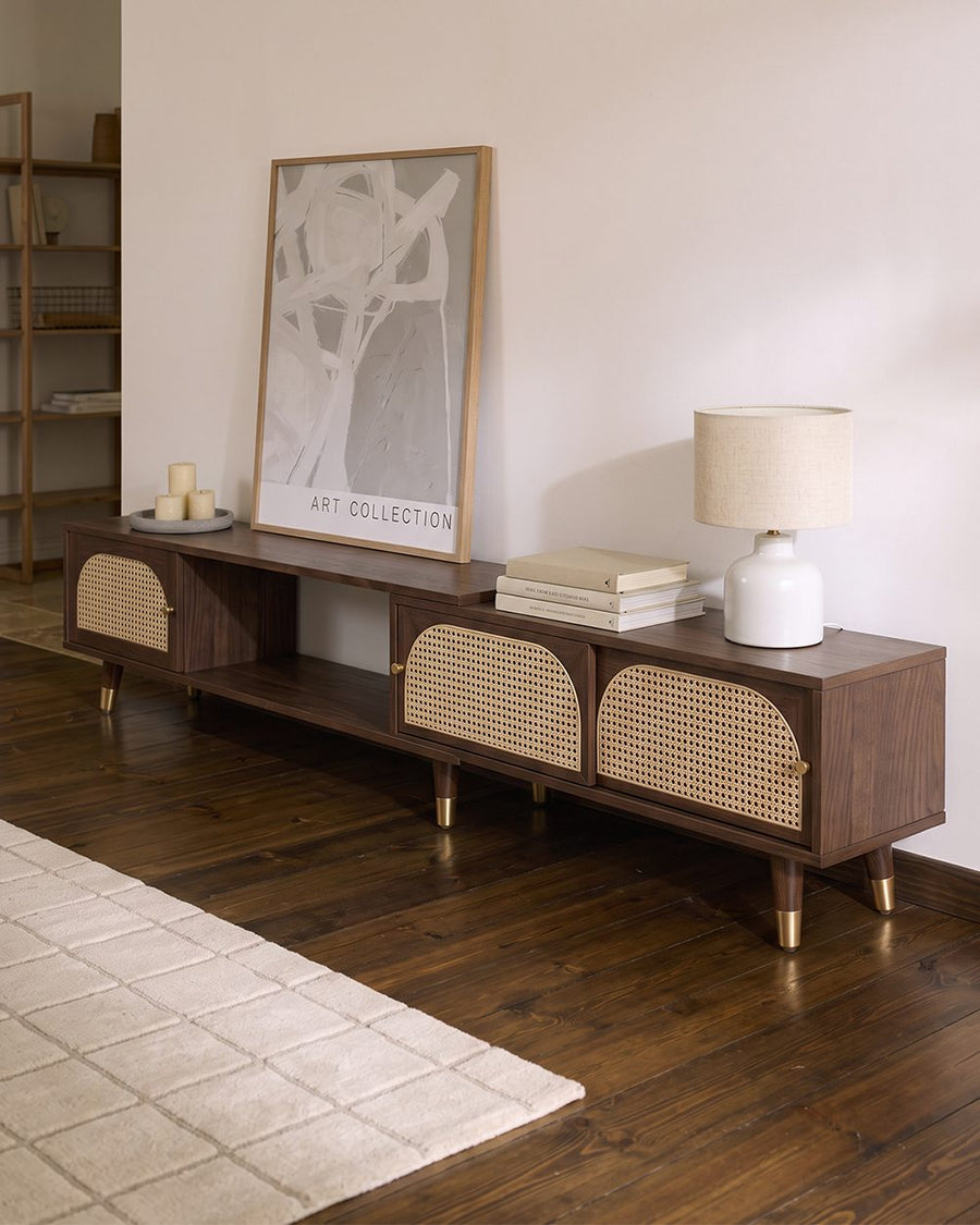 Kirsten Rattan TV Stand, Rubber Wood 产品图 12