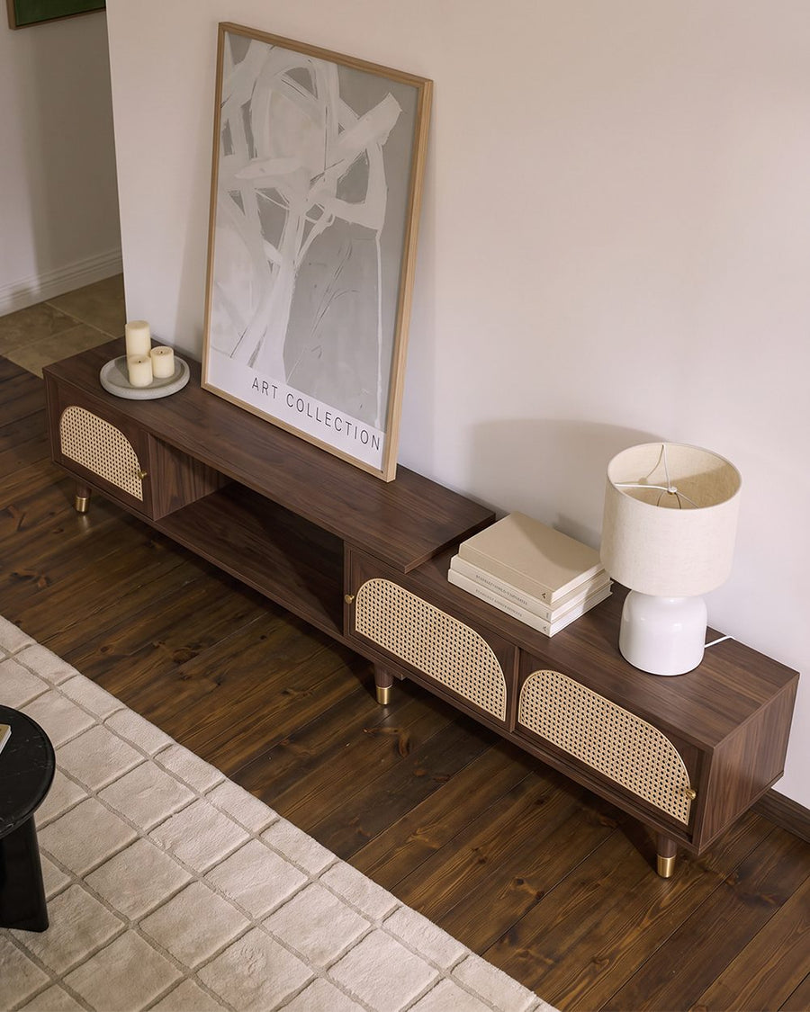 Kirsten Rattan TV Stand, Rubber Wood 产品图 13