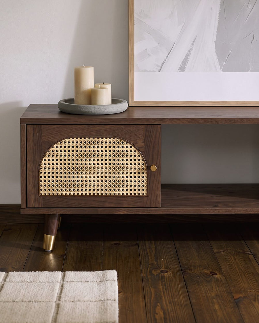Kirsten Rattan TV Stand, Rubber Wood 产品图 14