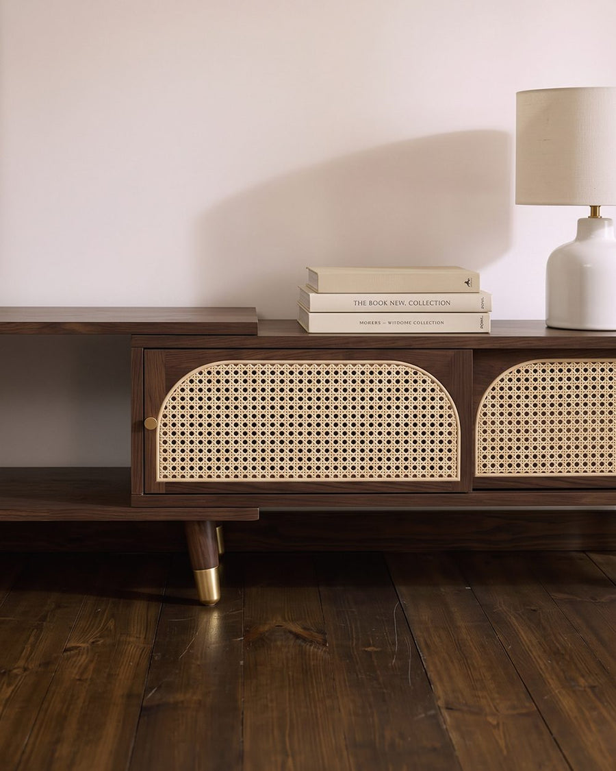 Kirsten Rattan TV Stand, Rubber Wood 产品图 15