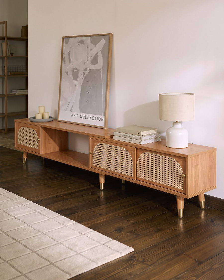 Kirsten Rattan TV Stand, Rubber Wood 产品图 18