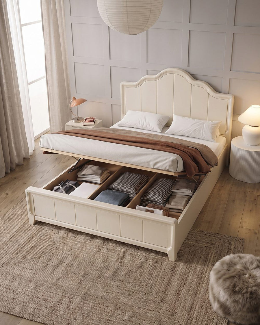 Agnes King Size / Super King Size Bed With Storage, Cream 产品图 17