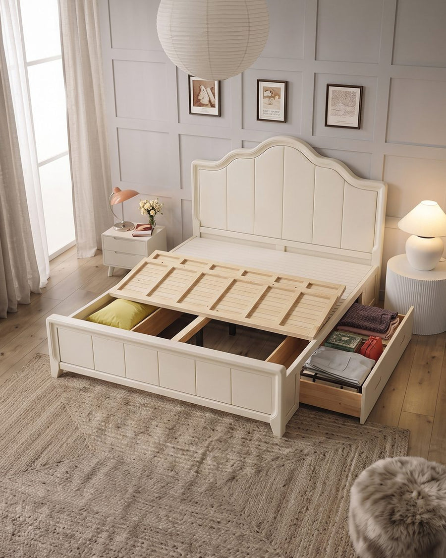 Agnes King Size / Super King Size Bed With Storage, Cream 产品图 18
