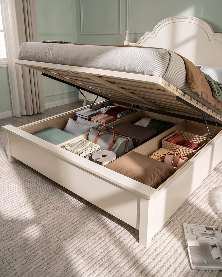 Andrea King Size / Super King Size Bed With Storage, Cream 产品图 16
