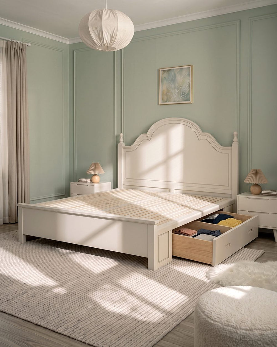 Andrea King Size / Super King Size Bed With Storage, Cream 产品图 17