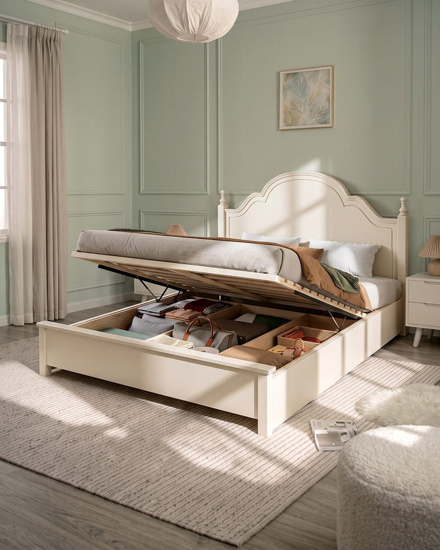 Andrea King Size / Super King Size Bed With Storage, Cream 产品图 18