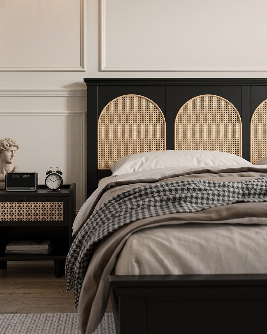 Rosemary Double Bed / King Size / Super King Size, Black Wood With Rattan 产品图 16